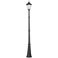 Outsunny 2.4 m Garden Lamp Post Light, LED Solar Powered Patio Path Lighting Lamp with Aluminium Frame, PIR Motion Sensor for Lawn, Pathway, Driveway, Black(m-1)