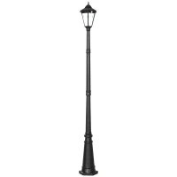 Outsunny 2.4 m Garden Lamp Post Light, LED Solar Powered Patio Path Lighting Lamp with Aluminium Frame, PIR Motion Sensor for Lawn, Pathway, Driveway, Black(m-11)