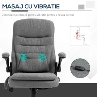Fotoliu Relax cu Masaj Vinsetto cu Interfata USB si Inaltime Reglabila, 68,5x72x109-119cm, Gri(m-4)