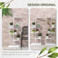 Outsunny Jardiniera din Metal cu 5 Etajere, Suport de flori pentru Interior si Exterior, 53x33x154cm, Alb(m-5)