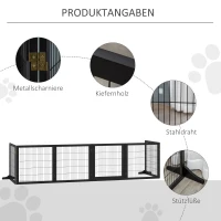 PawHut Absperrgitter für Hunde klappbar 432 x 36 x 70cm Kiefernholz Schwarz(m-8)