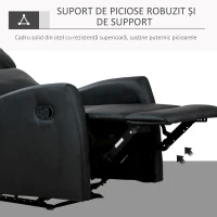HOMCOM Fotoliu Relax Rabatabil Ergonomic Piele Sintetica 65 × 92 × 100cm, Negru(m-6)