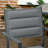 Outsunny Salon de jardin en aluminium et textilène table extensible 4 chaises empilables 4 personnes gris(m-7)