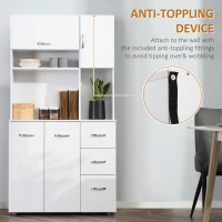 HOMCOM 66" Wood Kitchen Pantry Storage Cabinet Microwave Oven Stand with Storage - White(m-7)