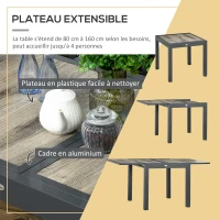 Outsunny Salon de jardin en aluminium et textilène table extensible 4 chaises empilables 4 personnes gris(m-4)
