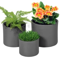 Outsunny plantenpotten set van 3 Ronde bloempotten met afwateringsgat Kruidenpot(m-1)