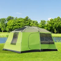Outsunny Tunnel Tent Camping Shelter w/ Porch, Two Rooms, Lamp Hook, Portable Carry Bag(m-13)