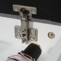 HOMCOM Schuhbank mit Schrank, aufklappbar, inkl. Sitzpolster, 60 cm x 40 cm x 50 cm, Weiß + Grau(m-9)