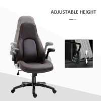Vinsetto Computer Gaming Chair, PU Leather Office Chair, Swivel Desk Chair with Adjustable Arms and Height, Padded Armrest and Seat, Rolling Wheels, Coffee(m-4)