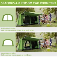 Outsunny Tunnel Tent Camping Shelter w/ Porch, Two Rooms, Lamp Hook, Portable Carry Bag(m-4)