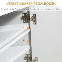 HOMCOM Schuhbank mit Schrank, aufklappbar, inkl. Sitzpolster, 60 cm x 40 cm x 50 cm, Weiß + Grau(m-5)