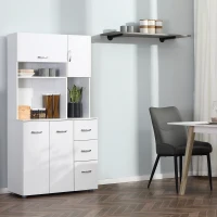 HOMCOM 66" Wood Kitchen Pantry Storage Cabinet Microwave Oven Stand with Storage - White(m-13)