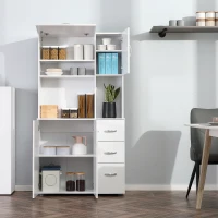 HOMCOM 66" Wood Kitchen Pantry Storage Cabinet Microwave Oven Stand with Storage - White(m-14)