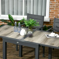 Outsunny Salon de jardin en aluminium et textilène table extensible 4 chaises empilables 4 personnes gris(m-8)