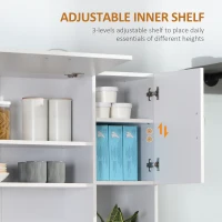 HOMCOM 66" Wood Kitchen Pantry Storage Cabinet Microwave Oven Stand with Storage - White(m-5)