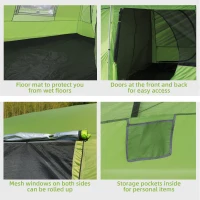 Outsunny Tunnel Tent Camping Shelter w/ Porch, Two Rooms, Lamp Hook, Portable Carry Bag(m-6)