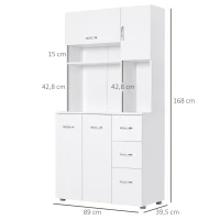 HOMCOM 66" Wood Kitchen Pantry Storage Cabinet Microwave Oven Stand with Storage - White(m-3)