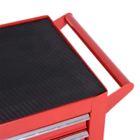DURHAND 7-Drawer Rolling Tool Chest on Wheels, Lockable Tool Cabinet with Side Handle, Metal Tool Box Trolley for Garage, Workshop, Red(m-10)