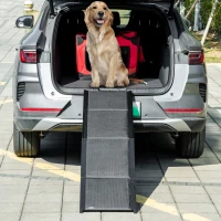 PawHut Folding Dog Ramp for Car, Portable Pet Ramp, with Non-Slip Surface, Aluminium Alloy Frame, for XL Dogs(m-10)
