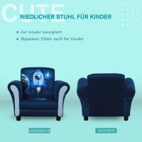 HOMCOM Kindersessel, Kindersofa,Kinderzimmer Sofa, Mini-Sofa-Sessel mit Holzstruktur und Kunststoff rutschfeste Füße, Polyester, Blau, 59,5 x 43 x 46,5 cm(m-6)