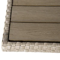 Outsunny Set Mobila de Gradina de 6 Piese din Ratan PE, Salon cu Canapea 3 Locuri, 2 Fotolii, 2 Taburete si Masa, Perne Detasabile si Lavabile, Gri(m-9)