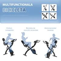 Homcom Bicicleta Magnetica Pliabila – Otel Negru cu Benzi Elastice(m-4)