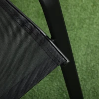 Outsunny 3 Pieces Outdoor Bistro Set - Patio Stackable Armchairs with Breathable Mesh Fabric and SPC Board Coffee Table, Black(m-8)