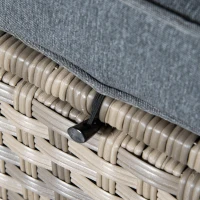 Outsunny Set Mobila de Gradina de 6 Piese din Ratan PE, Salon cu Canapea 3 Locuri, 2 Fotolii, 2 Taburete si Masa, Perne Detasabile si Lavabile, Gri(m-7)