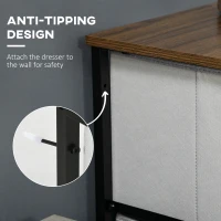 HOMCOM Fabric Chest of Drawers, Storage Drawers, Industrial Bedroom Dresser with 8 Fabric Drawers, Steel Frame and Wooden Top for Nursery, Living Room, Hallway, Grey(m-5)