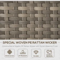 Outsunny Set Mobila de Gradina de 6 Piese din Ratan PE, Salon cu Canapea 3 Locuri, 2 Fotolii, 2 Taburete si Masa, Perne Detasabile si Lavabile, Gri(m-5)