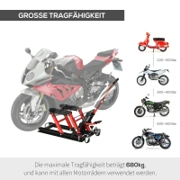 Podnośnik motocyklowy Hydrauliczny podnośnik motocyklowy maks. 680 kg stal czerwony(m-6)