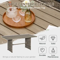 Outsunny Set Mobila de Gradina de 6 Piese din Ratan PE, Salon cu Canapea 3 Locuri, 2 Fotolii, 2 Taburete si Masa, Perne Detasabile si Lavabile, Gri(m-6)