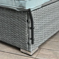 Outsunny Double Rattan Wicker Adjustable Chaise Lounge Chair w/ Removable Canopy and Cushions Grey(m-9)