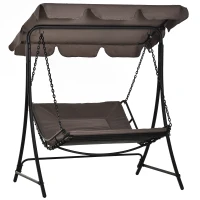 Outsunny Swing Chair Bed Canopy 2 Person Double Hammock Garden Bench Rocking Sun Lounger Outdoor Backyard Furniture with Cushion - Grey(m-1)
