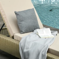 Outsunny Patio Chaise Lounge Chair Outdoor Rattan Furniture w/ Padded Cushion All Weather Recliner 5-Position Adjustable for Garden Poolside Balcony Cream(m-7)