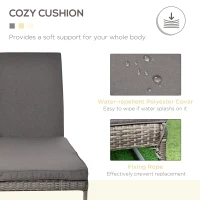 Outsunny 3 Piece Rattan Wicker Adjustable Chaise Lounge Chair with Cushions Set- Grey(m-6)