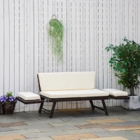 Outsunny Convertible Rattan Chaise Lounge Sofa Bed Double Seat Recliner Lounger(m-2)