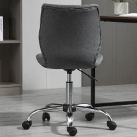HOMCOM Chaise de bureau effet capitonné hauteur réglable pivotant 360° piètement chromé lin gris(m-7)