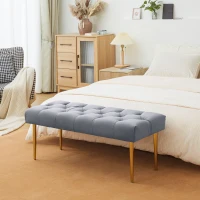 HOMCOM Ławka sypialniana, tapicerowana, w wykończeniu aksamitnym, ławka do makijażu do salonu(m-2)