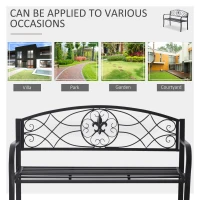 Outsunny 2 Seater Outdoor Patio Metal Garden Bench Yard Furniture Porch  Park Chair Loveseat Black 128L x 91H x 50W cm(m-6)