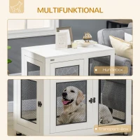 PawHut hondenkooi, dierenkooi met tafelblad, hondenhok, kennel, wit(m-5)