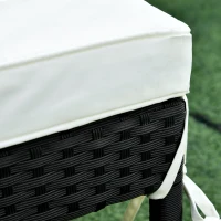 Outsunny 3 Piece Rattan Wicker Adjustable Chaise Lounge Chair with Cushions Set- Black/Cream White(m-9)