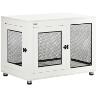 PawHut hondenkooi, dierenkooi met tafelblad, hondenhok, kennel, wit(m-1)