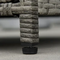 Outsunny Outdoor PE Rattan Gas Fire Pit Table, Patio Square Propane Heater with Rain Cover, Glass Windscreen, and Lava Stone, 50,000 BTU, Grey(m-9)