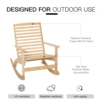 Outsunny Patio Rocking Chair Non-slip Porch Rocker for Balcony Garden Terrace Bamboo Plywood Natural(m-5)
