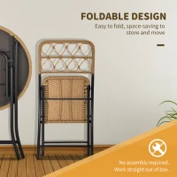 Outsunny 2 Seater Foldable Rattan Wicker Bistro Set, Coffee Table and Chairs, Natural(m-5)