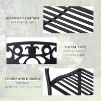 Outsunny 2 Seater Outdoor Patio Garden Metal Bench Park Yard Furniture Porch Chair Seat Black 128L x 91H x 50W cm(m-5)