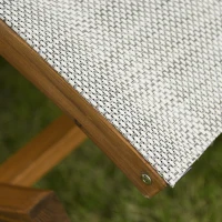 Outsunny Patio Double Chaise Rocking Wood Larch Hammock w/ Canopy Shade and Headrest Sun Lounger Indoor&Outdoor, Beige(m-9)