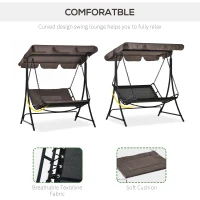 Outsunny Swing Chair Bed Canopy 2 Person Double Hammock Garden Bench Rocking Sun Lounger Outdoor Backyard Furniture with Cushion - Grey(m-7)