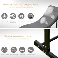 Outsunny Set of 2 S-shaped Foldable Lounge Chair Sun Lounger Reclining Outdoor Chair for Patio Beach Garden Grey(m-4)